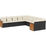  10-dijelni set vrtnih sofa s jastucima crni od poliratana | shoptok.hr