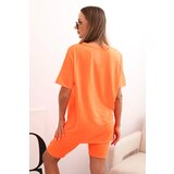Kesi Włoski Women's cotton set with short sleeves and shorts orange | Shoptok.si