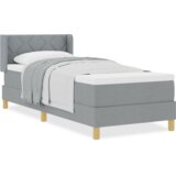 vidaXL Postelja s škatlastim vzmetenjem z vzmetnico Svetlo siva 80x200 cm Tkanina | Shoptok.si