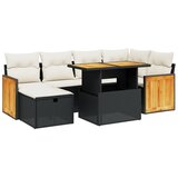 Maison Chic Seti vrtnega pohištva - Vrtna garnitura - Vrtni pohištvo set 7-delna z blazinami črn poli ratan, (21802614) | Shoptok.si