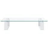  Stalak za monitor bijeli 40x35x8 cm kaljeno staklo i metal | shoptok.hr