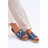 Boto Ladies Slippers With Golden Accents On Platform Navy Rigasta | shoptok.hr
