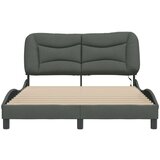  Posteljni okvir z LED lučkami temno siv 140x190 cm tkanina | Shoptok.si