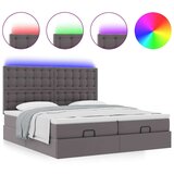 vidaXL Otomanski posteljni okvir z vzmetnicami siv 200x200cm um. usnje | Shoptok.si