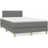  Box spring postelja z vzmetnico LED temno siva 120x190 cm blago