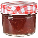 vidaXL Stekleni kozarci z belimi in rdečimi pokrovi 24 kosov 110 ml | Shoptok.si
