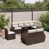  9-dijelni set vrtnih sofa s jastucima poliratan smeđi | shoptok.hr