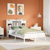  Krevet s regalom z knjige bez madraca bijeli 135x190cm borovina Cijene