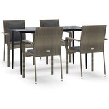  5-dijelni vrtni blagovaonski set crno-sivi od poliratana | shoptok.hr