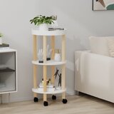 vidaXL Voziček 3-nadstropni bel 38x38x82 cm inž. les in trdna borovina | Shoptok.si