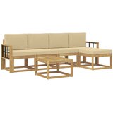 vidaXL Zunanja garnitura za sedenje z blazino 6 pcs Bela in bež, (5000281262) | Shoptok.si