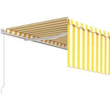 vidaXL Ročno zložljiva tenda s senčilom 4x3 m rumena in bela | Shoptok.si