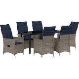  Set stola i stolica s jastukom 7 pcs Siva PE ratan | shoptok.hr