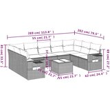  10-dijelni set vrtnih sofa s jastucima crni od poliratana | shoptok.hr