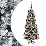 Umjetno božićno drvce s kuglicom 210 cm 300 LED lampica - Zelena i bijela 210 cm s LED-ima i crnim lopticama | shoptok.hr