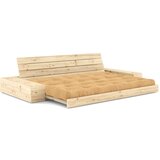 Karup Design Gorčično rumena/svetlo rjava raztegljiva sedežna garnitura iz rebrastega žameta 244 cm Base – | Shoptok.si