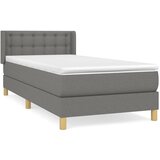  Box spring postelja z vzmetnico temno siva 100x200 cm blago | Shoptok.si