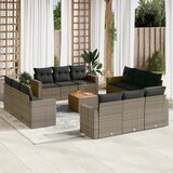 vidaXL 13-dijelni set vrtnih sofa od poliratana s jastucima sivi | shoptok.hr