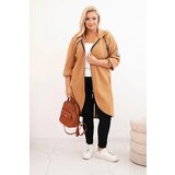 Kesi Włoski Elegant Plus Size women's coat with a collar and large pockets fango | Shoptok.si