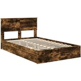  Postelja s shranjevanjem z vzglavjem Dimljeni oreh 135 x 190 cm, (5000106182) | Shoptok.si