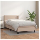  Box spring postelja z vzmetnico kapučino 100x200cm umetno usnje | Shoptok.si