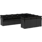  10-dijelni set vrtnih sofa s jastucima crni od poliratana | shoptok.hr
