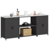 vidaXL Kuhinjski set za shranjevanje 3 pcs Črna 210 x 50 x 92 cm | Shoptok.si