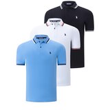 Dewberry TRIPLE SET T8594 MEN'S T-SHIRT-BLACK-WHITE-LIGHT BLUE Cene