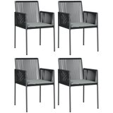  Vrtne stolice s jastucima 4 kom crne 54x60,5x83,5 cm poliratan | shoptok.hr