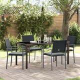 vidaXL Set 3 Črna Poli ratan 54x62.5x89 cm Vzdržljiv Vrtna stolica | Shoptok.si