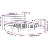 vidaXL Posteljni okvir z vzglavjem brez vzmetnice bel 160x200 cm | Shoptok.si