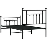 vidaXL Metalni okvir kreveta uzglavlje i podnožje crni 90 x 200 cm | shoptok.hr