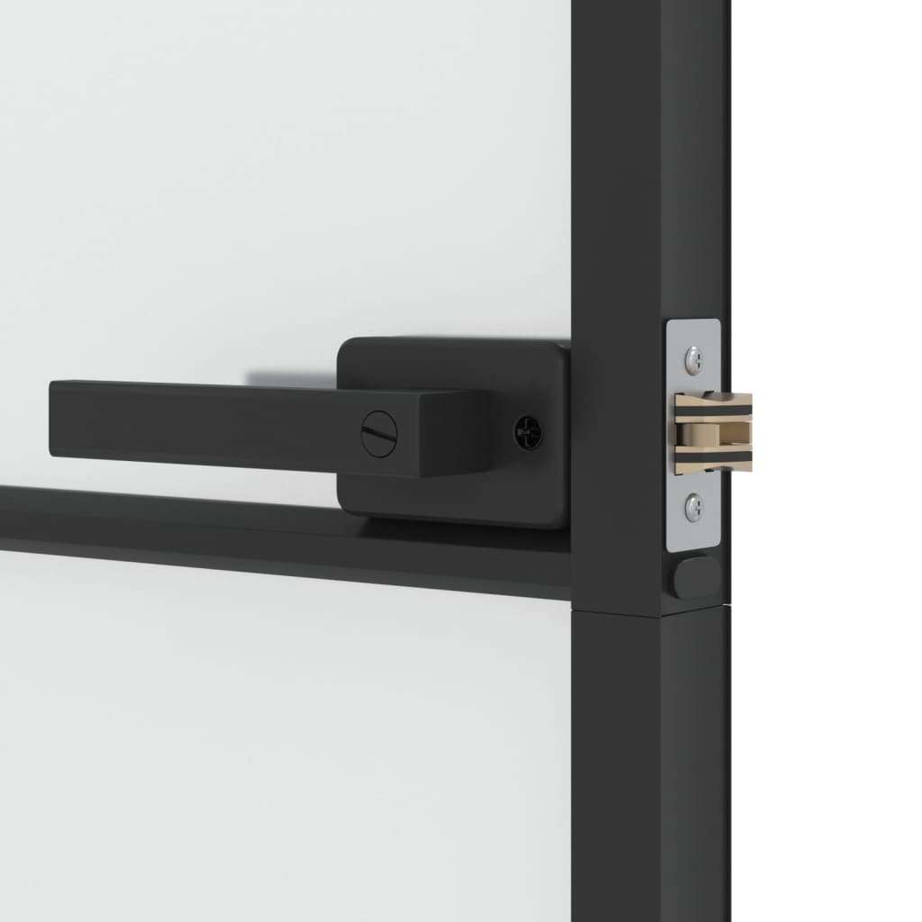 VidaXL Notranja vrata ozka črna 93x201,5 cm kaljeno steklo in aluminij Slike