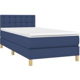 vidaXL Box spring postelja z vzmetnico moder 90x190 cm blago | Shoptok.si