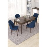 Hanah home trpezarijski set Nef, sto na razvlačenje i 4 stolice, ploča u dekoru drveta Baroque, teget tkanina Jerry | Eponuda.com