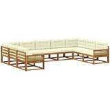 vidaXL Zunanja garnitura za sedenje z blazino 9 pcs Naravna in smetana, (5000282255) | Shoptok.si