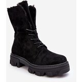 Boto Suede Lace-Up Boots with Faux Fur Workery Black Frendo | Eponuda.ba