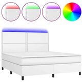  Krevet box spring s madracem LED bijeli 180x200 cm umjetna koža | shoptok.hr
