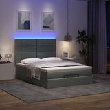 vidaXL Otomanski posteljni okvir z vzmetnico siv 140x200 cm blago Cene