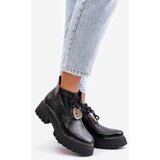 Zazoo 2952 Leather Ankle Boots With Golden Decoration Black | shoptok.hr