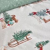 Catherine Lansfield Zelena/u prirodnoj boji flanelska posteljina za bračni krevet 200x200 cm Brushed Christmas Dogs &amp;ndash; Slike