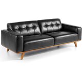 Angel Cerdá 3-sedežni kavč, oblazinjen v črno goveje usnje, (20571291) | Shoptok.si