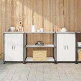 vidaXL Kuhinjski set za shranjevanje 3 pcs Bela 210 x 50 x 92 cm | Shoptok.si