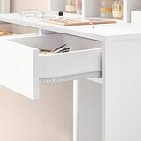 Veliki toaletni stol s ogledalom, LED rasvjeta, ladice, bijela | shoptok.hr