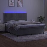  box spring s madracem LED svjetlosivi 180x200 cm baršun | shoptok.hr