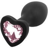 Sunfo silikonski analni dildo sa srcastim kamenom (crno-ružičasti) | shoptok.hr