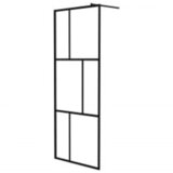 Pregrada za tuš s policom crna 90x195 cm staklo ESG i aluminij | shoptok.hr