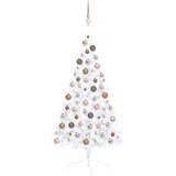 vidaXL umjetna polovica božićnog drvca LED s kuglicama bijela 120 cm | shoptok.hr