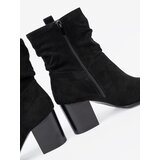 Shelvt Black suede ankle boots with a ruffled upper | Shoptok.si