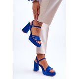Boto FB2 Women's Suede Platform Sandals Blue Verda | Shoptok.si